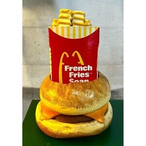 Vtg 1978 5 French Fry Soaps & Box Displayed In Ceramic Hamburger Trinket Holder